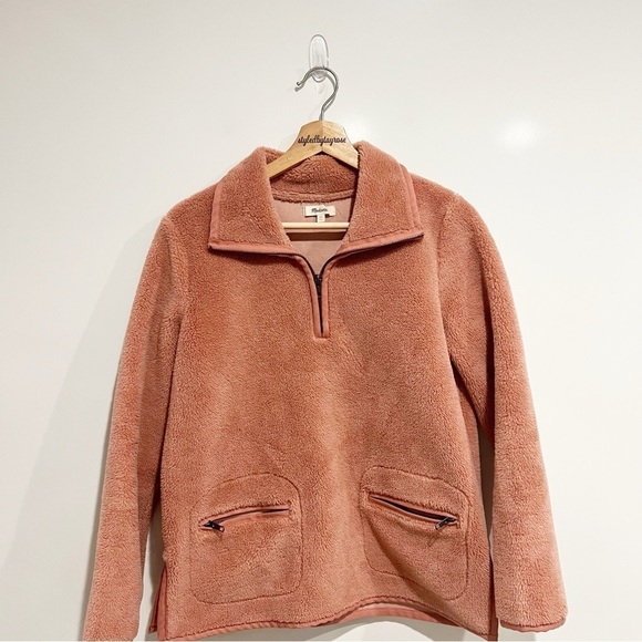 Madewell Sherpa Pullover Quarter Zip Sweatshirt - Picture 7 of 7